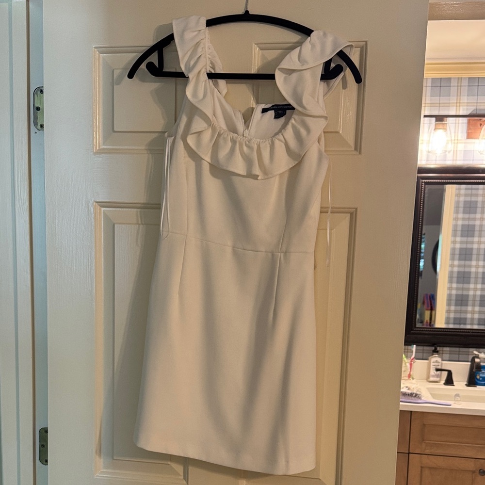 French Connection White Ruffle Mini Dress (worn once)